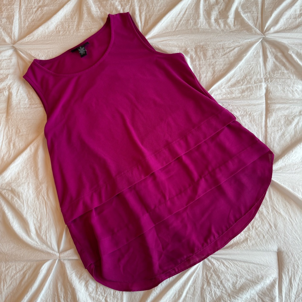 Alfani Tiered Hem Fuchsia Tank Size M